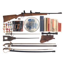 Mauser Model 98 Bolt Action Rifle with Two Swords and an Assortment of Accessories