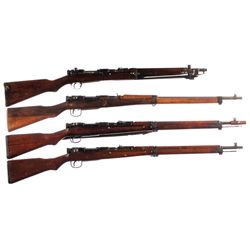 Four WWII Japanese Bolt Action Longarms -A) Kokura Type 44 Bolt Action Carbine with Bayonet