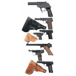 One German Flare Pistol and Six Semi-Automatic Pistols -A) German Flare Pistol
