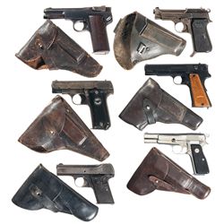 Six European Semi-Automatic Pistols with Holsters-A) Friedrich Langenhan Army Model Semi-Automatic P