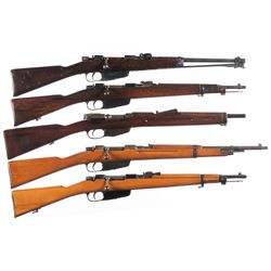 Five Military Bolt Action Longarms -A) 1938 Carcano Bolt Action Carbine with Folding Bayonet
