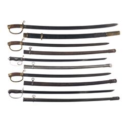 Three Russian and Two Japanese Swords