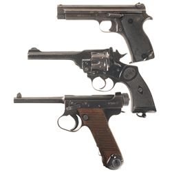 Three WWII Hand Guns -A) French Model 1935A Semi-Automatic Pistol