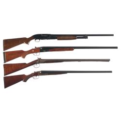 One Slide Action and Three Side by Side Shotguns -A) Winchester Model 12 Slide Action Shotgun