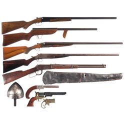 Five Long Guns and One Pistol -A) Boito Side by Side Hammerless Shotgun