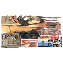 Grouping of Soft Gun Cases, Knives, Bayonets, Holsters, Reloading Dies and Ammo Cans