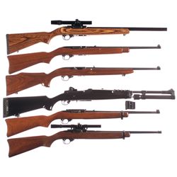 Six Ruger Semi-Automatic Long Guns -A) Ruger Model 10/22T Semi-Automatic Rifle with Scope