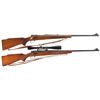 Image 1 : Two Winchester Model 70 Bolt Action Rifles -A) Pre-64 Winchester Model 70 Bolt Action Rifle with Sli
