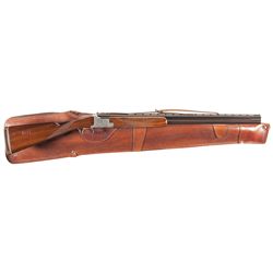 Engraved Belgium Browning Superposed Shotgun with Leather Case