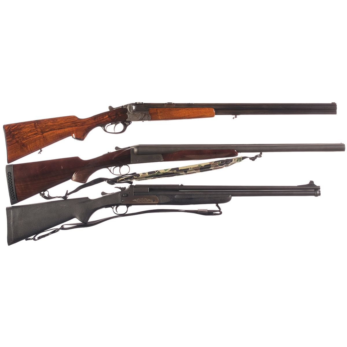 Two Combination Guns and One Shotgun A) Engraved German Combination