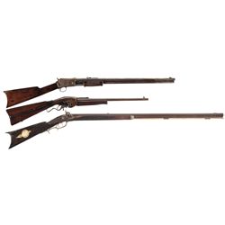Three Antique Long Guns -A) Evans New Model Lever Action Saddle Rifle