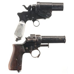 Two European Flare Pistols -A) Italian Brescia Model 00 Flare Pistol