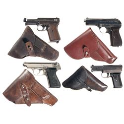 Four Semi-Automatic Pistols with Holsters -A) Mauser Model 1914 Semi-Automatic Pistol