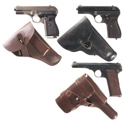 Three WWII European Semi-Automatic Pistols with Holsters -A) Nazi Proofed CZ "fnh" Code Model 27 Sem