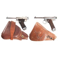 Two Japanese Semi-Automatic Pistols with Holsters -A) Rare Papa Nambu Semi-Automatic Pistol