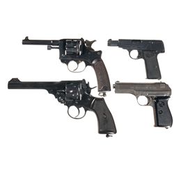 Four European Hand Guns -A) French Model 1892 Double Action Revolver
