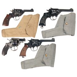 Four British Double Action Revolvers -A) Webley Mark IV Double Action Revolver with Holster