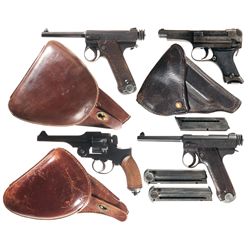 Four Japanese Handguns -A) Japanese Type 14 Semi-Automatic Pistol with Holster