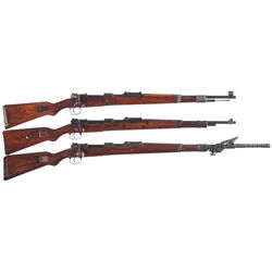 Three Mauser Model 98K Bolt Action Rifles -A) Post-War French Rework 98K Bolt Action Rifle