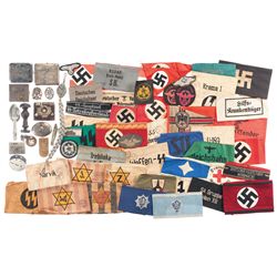 Large Group of Arm Bands and Other Nazi Items