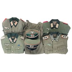 Grouping of Wehrmacht Tunics and Caps, Mostly Artillery