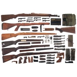 Eleven German Semi-Automatic Pistol Frames and an Assortment of Firearm Parts and Accessories -A) Ma
