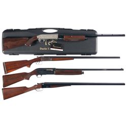 Four Shotguns -A) 28 Gauge Browning BPS Ducks Unlimited Slide Action Shotgun with Case
