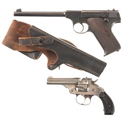 Two Handguns -A) Colt Pre-Woodsman Semi-Automatic Target Pistol with Holster