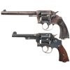 Image 1 : Two Double Action Revolvers -A) Colt New Service Double Action Revolver