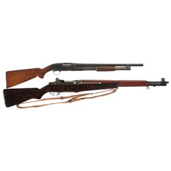 Two U.S. Property Marked Long Guns -A) U.S. Marked Winchester Model 12 Takedown Slide Action Shotgun