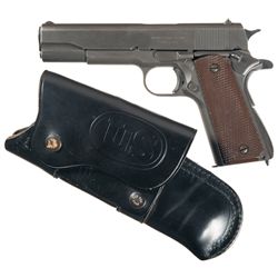 U.S. Ithaca Model 1911A1 Semi-Automatic Pistol with Holster and Early Magazine