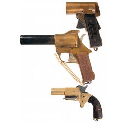 Three Brass Frame Flare Pistols -A) U.S. Model M2 Flare Pistol