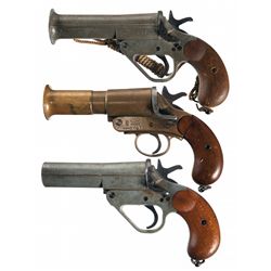 Three WWI/II Great Britain Flare Pistols -A) British No. 1 MK IV Flare Pistol