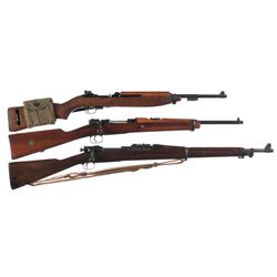 Three Military Long Guns -A) Inland M1 Semi-Automatic Carbine with Sling and Magazine Pouch