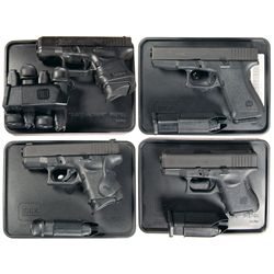 Four Glock Semi-Automatic Pistols with Cases -A) Glock Model 26 Semi-Automatic Pistol with Five Extr