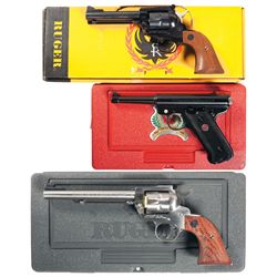 Three Ruger Handguns -A) Ruger New Model Single Six Single Action Revolver with Extra Cylinder