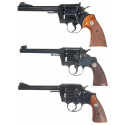 Three Colt Double Action Revolvers -A) Colt Officer's Model Match Double Action Revolver