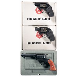 Three Ruger Revolvers -A) Ruger LCR Double Action Revolver with Box