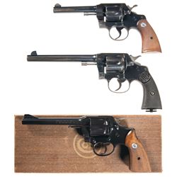 Three Colt Double Action Revolvers -A) Factory Engraved Colt Official Police Double Action Revolver 