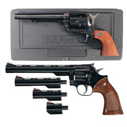 Two Revolvers -A) Ruger Vaquero Single Action Revolver with Rare 6 1/2 Inch Barrel and Case