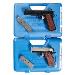 Two Cased Springfield Armory Model 1911 Semi-Automatic Pistols -A) Springfield Armory Tactical Semi-