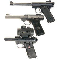 Three 22 Caliber Semi-Automatic Pistols -A) Ruger Mark II Target Semi-Automatic Pistol