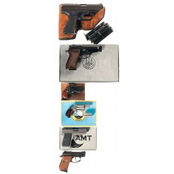 Six Handguns -A) Heckler & Koch Model VP 70Z Semi-Automatic Pistol with 3 Extra Magazines and Holste
