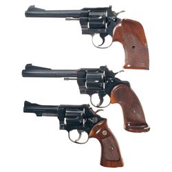 Three Double Action Revolvers -A) Colt Officers Model Match Double Action Revolver