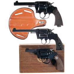 Three Double Action Revolvers -A) Colt New Service Double Action Revolver with Holsters