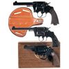 Image 1 : Three Double Action Revolvers -A) Colt New Service Double Action Revolver with Holsters