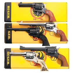 Five Ruger Single Action Revolvers -A) Ruger Vaquero Single Action Revolver with Box
