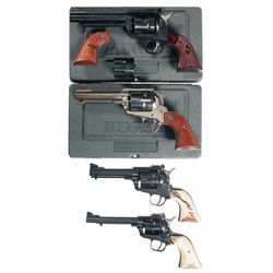 Four Ruger Single Action Revolvers -A) Ruger New Model Blackhawk Single Action Revolver with Case