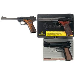 Three Browning Semi-Automatic Pistols with Cases -A) Browning Buck Mark Challenge SE Semi-Automatic 