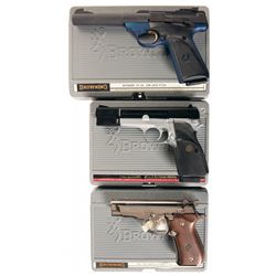 Three Browning Semi-Automatic Pistols with Cases -A) Browning Buck Mark Camper Semi-Automatic Pistol